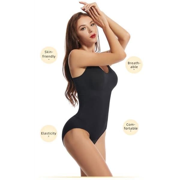 Figursyet Bodysuit til Kvinder, Mavekontrol, Formende, Usynlig Shapewear Bodysuit, Sort S