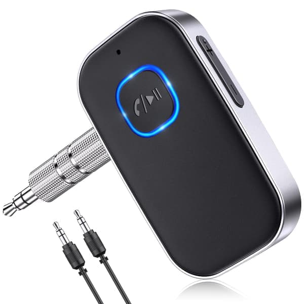 Trådløs Bluetooth-lydadapter med støjreducerende mikrofon til håndfri opkald, 16 timers spilletid, sort/sølv Sort+Sølv Black+Silver