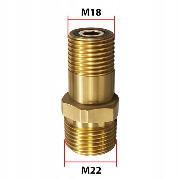 Adapter Dysereduktion M22 M til M18 – Messing | O-Ring | Reservedel til Karcher, Kranzle