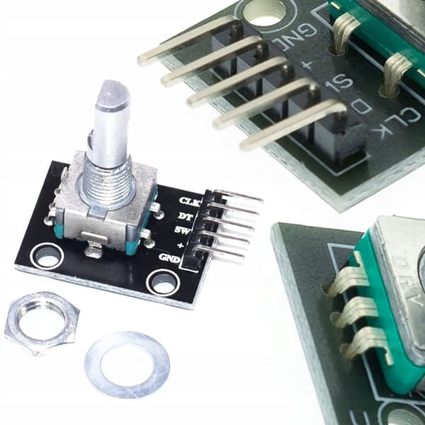 Roterande Encoder Modul med Tryckknapp – 360° Rotation | 20 Impulser | 2,54 Mm Raster