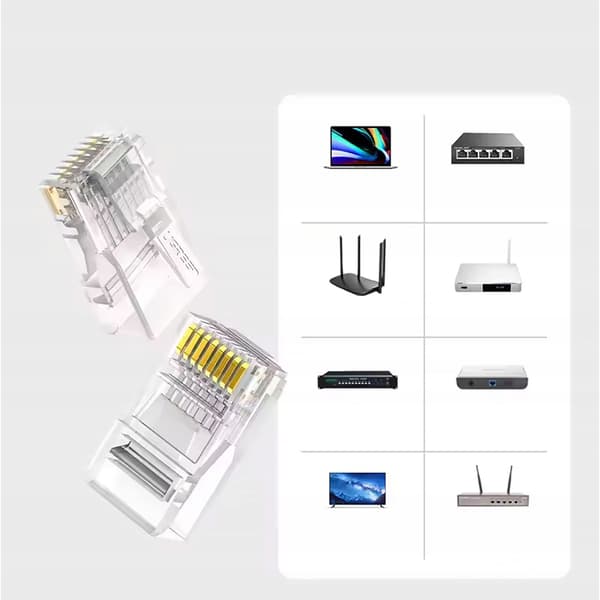 RJ45 Netværksstik Cat. 5e 8P8C – Ren Kobber | 100 Stk. | Til UTP Kabel | Til LAN og Patchpanel