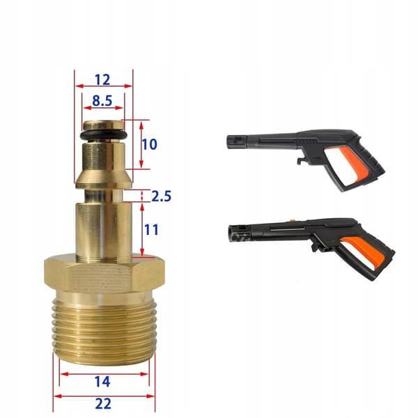 Adapter M22 til Lynkobling – Click Mekanisme | Messing | Reservedel til Patriot, Daewoo, Bort