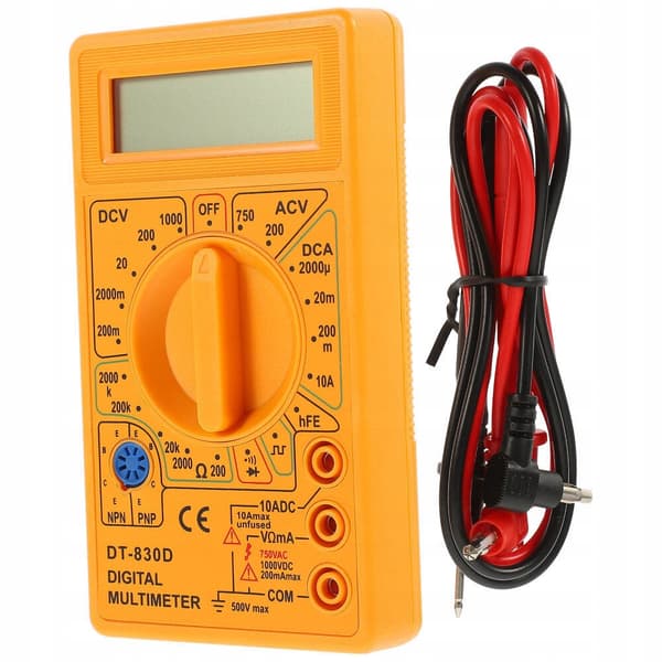 Digitaalinen Yleismittari DT-830D – LCD-Näyttö | AC/DC Jännite, Virta, Vastus | Testaa Diodit, Transistorit