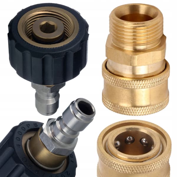 PowerLink Drejeadapter M22X1.5 til 3/8 Lynkobling – Rustfrit Stal og Messing | 4000 PSI | til Hogtryksrenser
