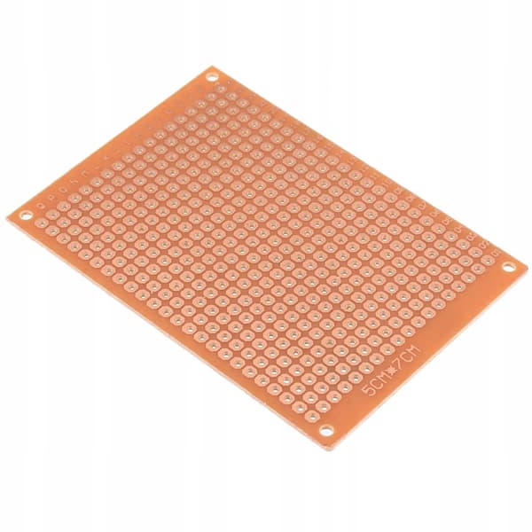 Universal Prototyp PCB 50 X 70 Mm – Enkeltsidet | 2,54 Mm Raster | til Gennemgående Montering