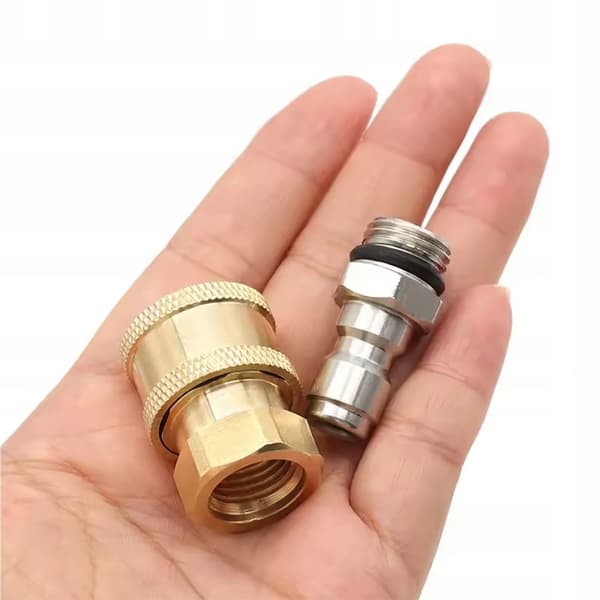 JetLink QuickCouple QC14 Adapter – Lynkobling 1/4 Tomme | Messing og Rustfrit Stal | til Skumlanser, Dyser