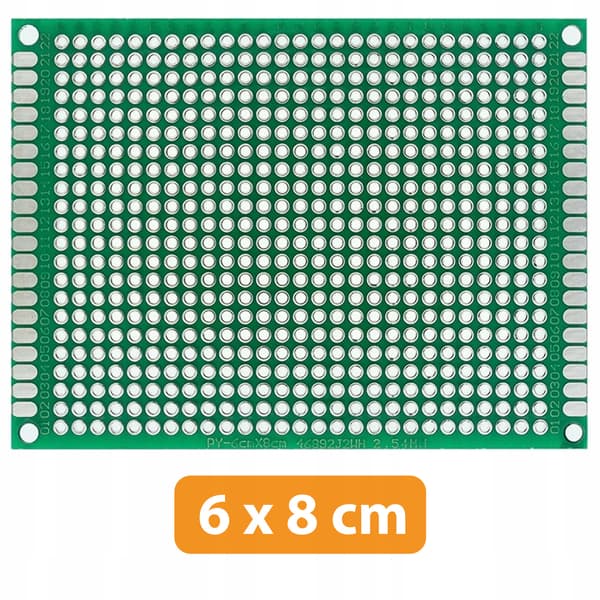 Universal Prototypeprint Dobbelt 60X80 Mm – Grøn | 2,54 Mm Raster | til THT-Komponenter