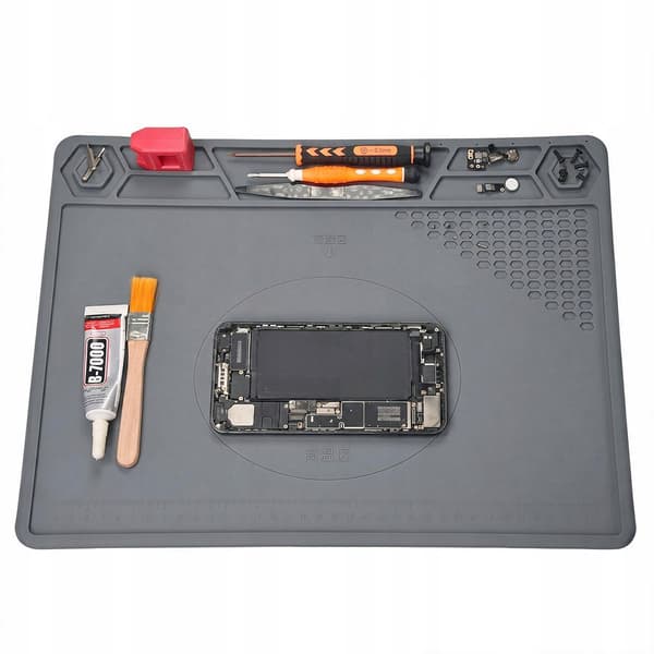 Silikon Reparasjonsmatte Magnetisk – Antistatisk | 40 x 29 cm | 2 Magnetfelt | For Lodding og PCB-Reparasjon