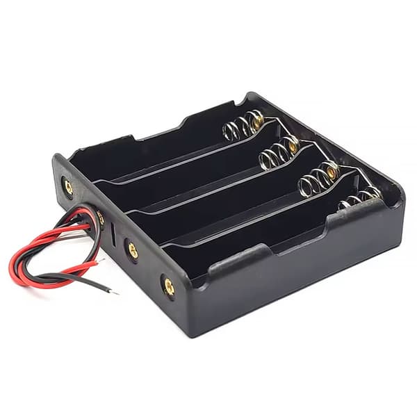 Batteriholder 4 x 18650 – Parallel Forbindelse | 3,7V/4,2V | Strømkabler til Li-Ion Batterier