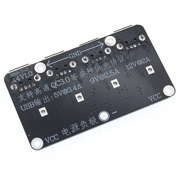 4-Kanals USB Spenningsomformer Step Down – 6-24V til 5V | 3A per Kanal | Hurtiglading