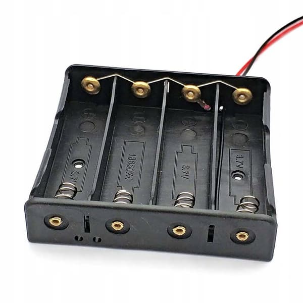 Batteriholder 4 x 18650 – Parallel Forbindelse | 3,7V/4,2V | Strømkabler til Li-Ion Batterier