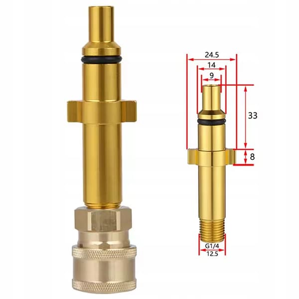 JetLink BrassPro NH-AK Adapter – Messing Hurtigkobling 1/4" | Solid | Kompatibel med Nilfisk, Huter, Anlu