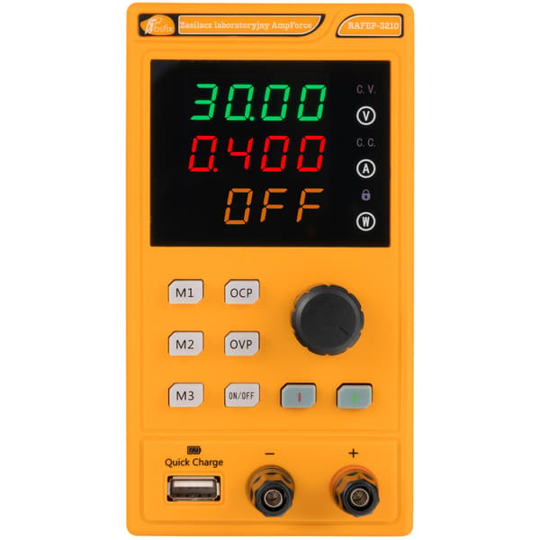 Laboratorieaggregat AmpForce RAFEP-3210 – Justerbar 0-32V 10A | LCD Display | USB Quick Charge