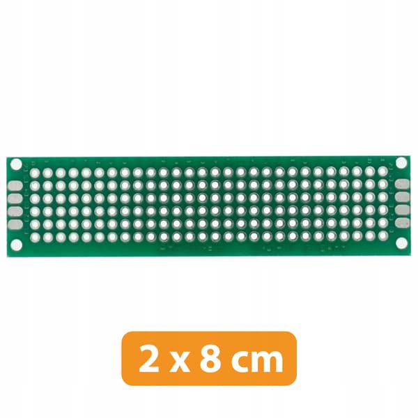 Universal Prototypprint Dobbelt 20X80 Mm – Grøn | 2,54 Mm Raster | 4 Monteringshuller