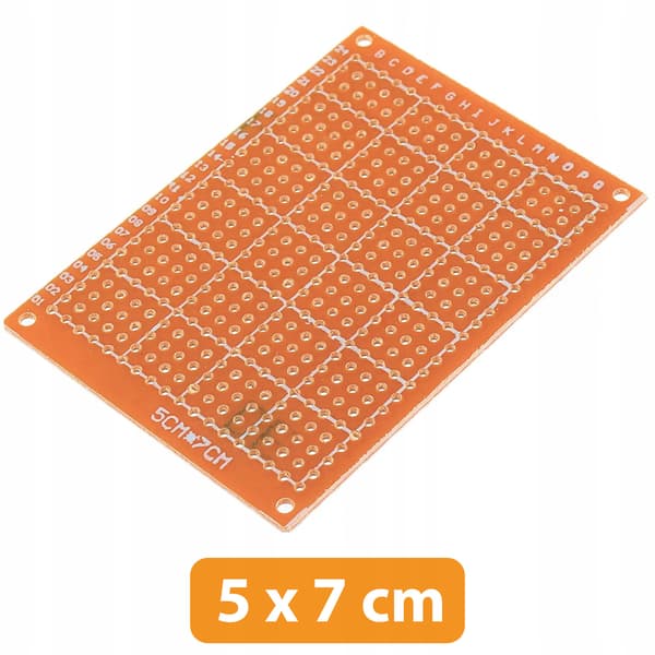 Universal Prototyp PCB 50 X 70 Mm – Enkeltsidet | 2,54 Mm Raster | til Gennemgående Montering