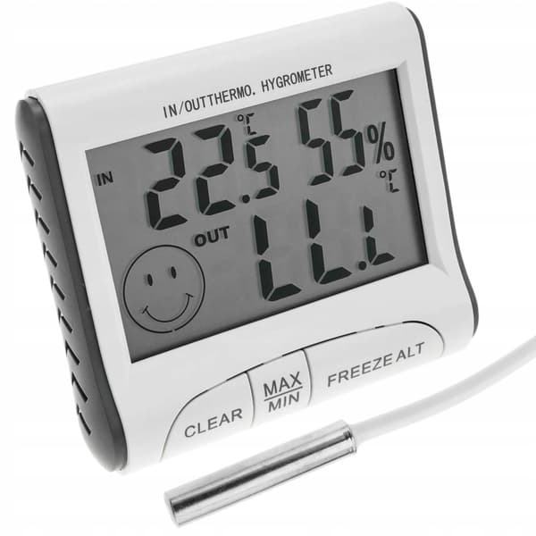 Beröringsfri Medicinsk Infraröd Termometer och Väderstation – Hygrometer | Extern Sensor | LCD-Display