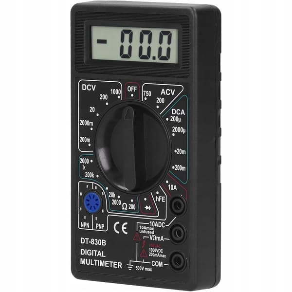 Digital Multimeter DT-830B – LCD-Skarm | AC/DC Spanning, Strom, Resistans | Testar Dioder, Transistorer