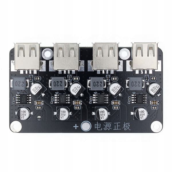 4-Kanal USB Spændingsomformer Step Down – 6-24V til 5V | 3A pr. Kanal | Hurtig Opladning
