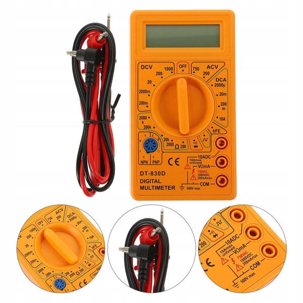 Digitaalinen Yleismittari DT-830D – LCD-Näyttö | AC/DC Jännite, Virta, Vastus | Testaa Diodit, Transistorit