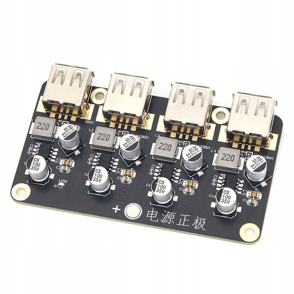 4-Kanals USB Spenningsomformer Step Down – 6-24V til 5V | 3A per Kanal | Hurtiglading
