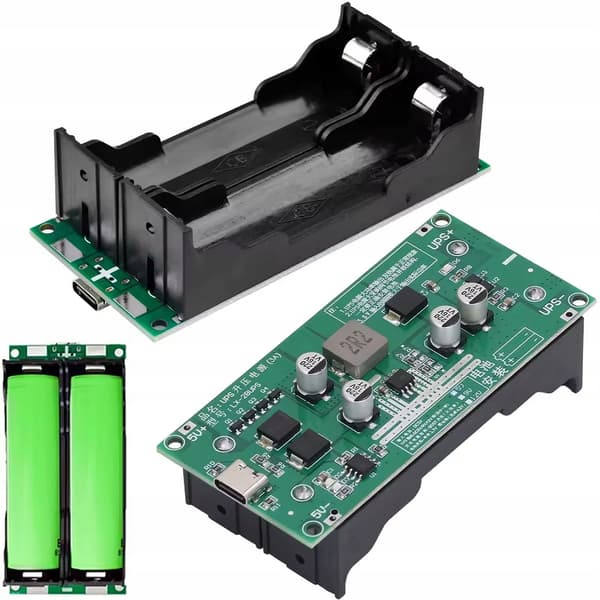 Mini UPS 5V USB-C Modul – Nødstrøm til 2X18650 | Automatisk Skift | til Raspberry Pi, Router
