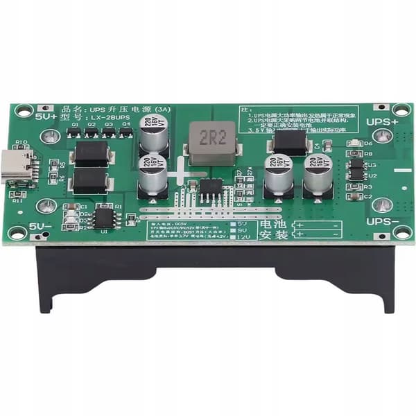 Mini UPS 5V USB-C Modul – Nødstrøm til 2X18650 | Automatisk Skift | til Raspberry Pi, Router