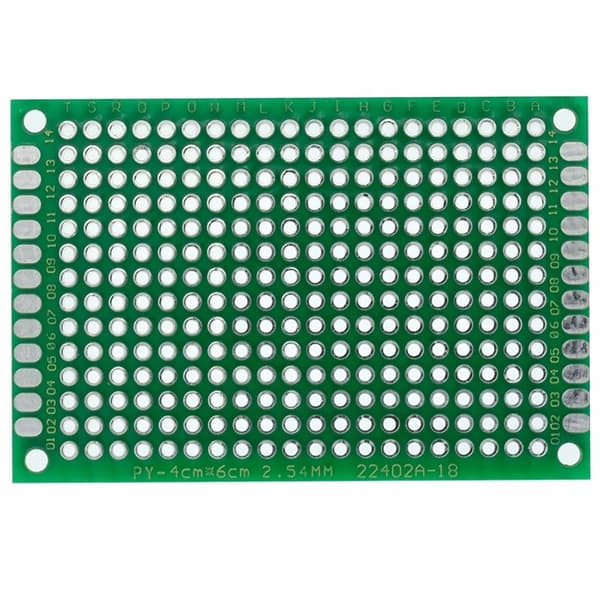 Universal Prototypprintplade 40 X 60 Mm – Dobbeltsidet | 2,54 Mm Raster | til THT-Komponenter