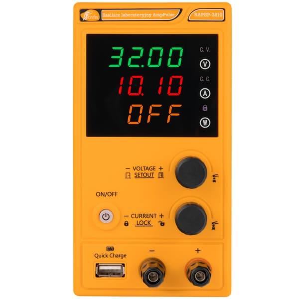 Laboratorieforsyning AmpPulse RAPEP-3210 – 32V 10A | Justerbar Spænding/Strøm | USB Quick Charge | Præcis Display