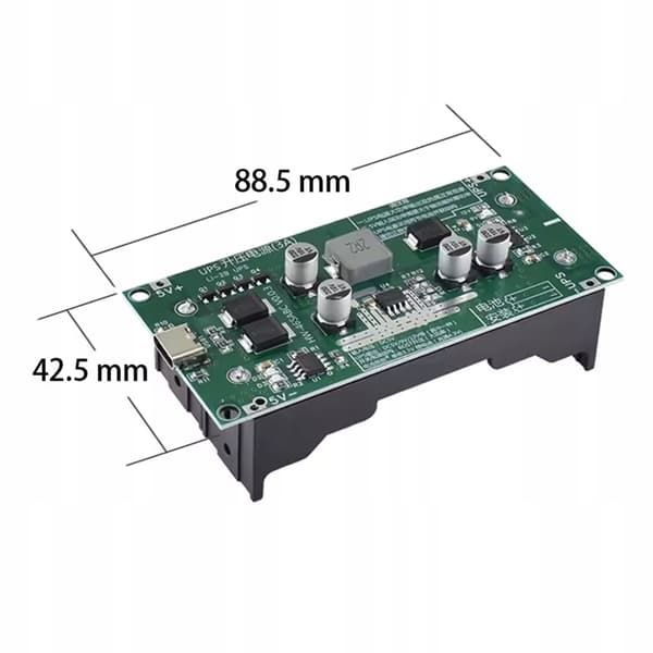 Mini UPS 5V USB-C Modul – Nødstrøm til 2X18650 | Automatisk Skift | til Raspberry Pi, Router