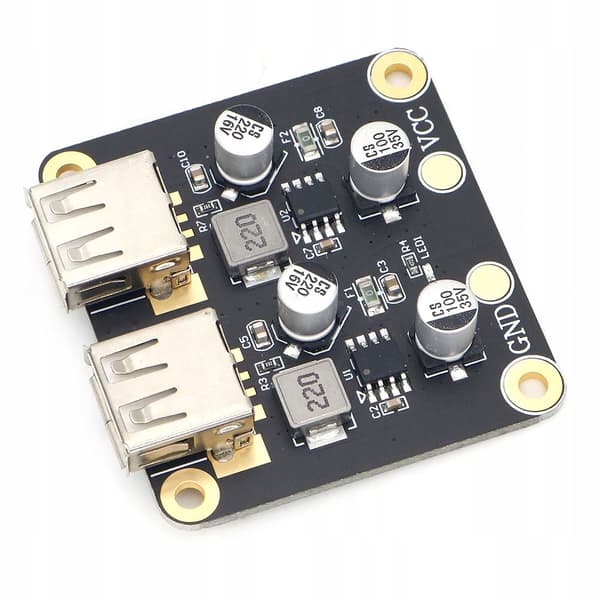 2-Kanals Spenningsomformer USB 2.0/3.0 – Step Down Modul | 6-24V til 5V 3A | Sikker Lading
