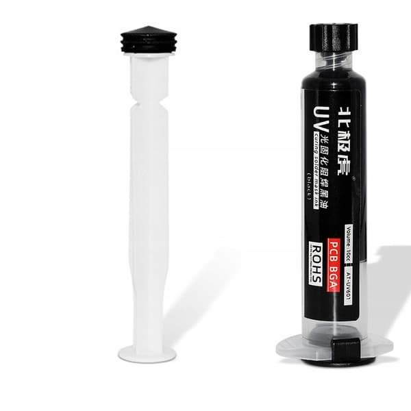 Soldermaske Sæt Sort 10Ml med Stempel og UV-Lampe – PCB Beskyttelse | Hurtig Hærdning | til Reparation og Montering