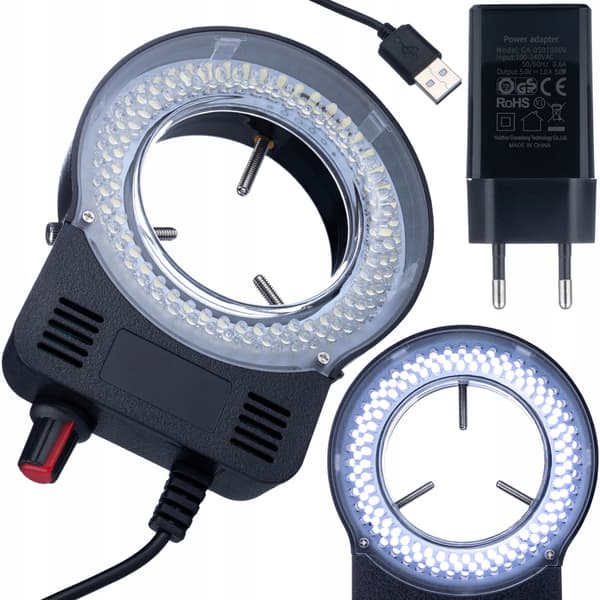 MicroBright 144 LED USB RingLight – Justerbar Ljusstyrka | 0–10W | Monteringsdiameter 30–65 Mm