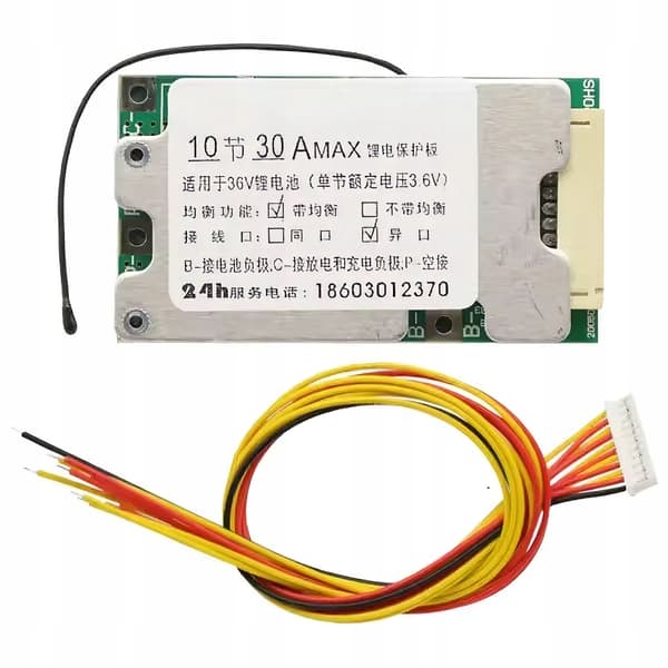 BMS Modul 10S 36V/42V 30A Li-Ion 18650 – Balansfunktion | NTC Sensor | För Elcykel, Elscooter, DIY