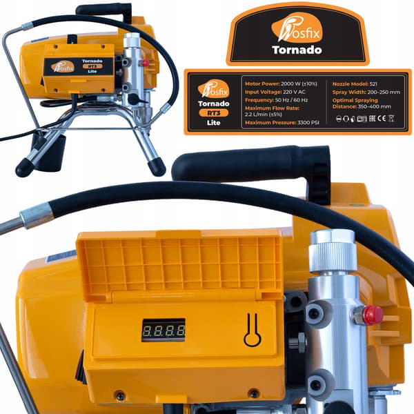 Fargspruta Hydrodynamisk Rosfix Tornado RT3 Lite – 2000W Borstlos | 3300 PSI | 2,2 L/min | For Vagg- och Takmalning