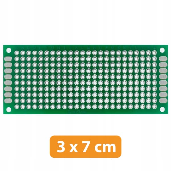 Universal Prototypeprint Dobbelt 30X70 Mm – Grøn | 2,54 Mm Raster | 4 Monteringshuller