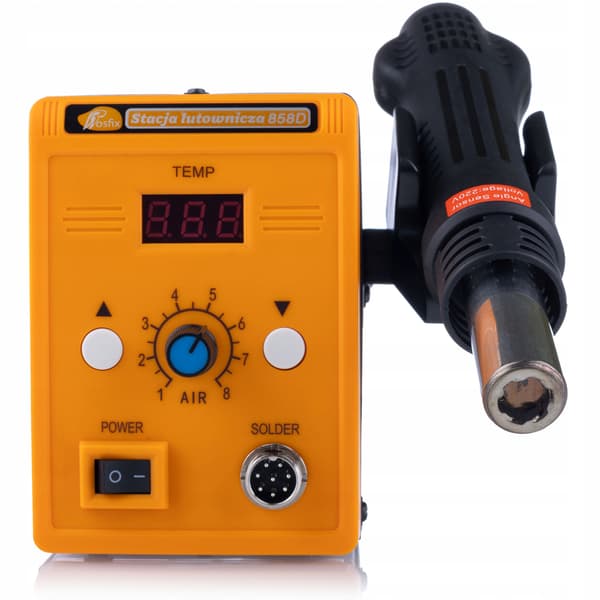 Loddekolbe Hot-Air 858D + 11-i-1 Præcisionsloddekolbe – 700W | LCD | 3 Dyser | 6 Spidser