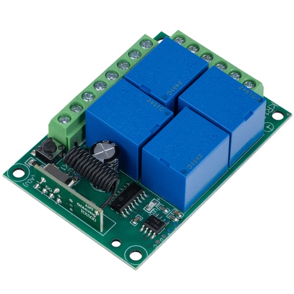Relemodul med Fjernkontroll 433MHz – 4 Kanaler | Rekkevidde 100M | 12V DC | Programmerbare Moduser