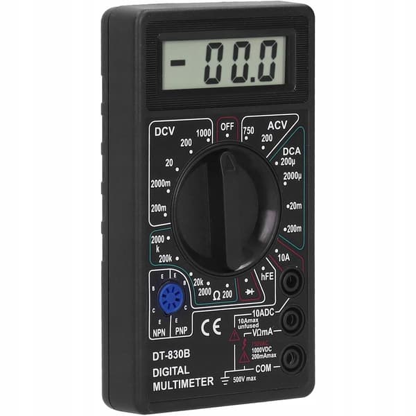 Digitaalinen Yleismittari DT-830B – LCD-Naytto | AC/DC Jannite, Virta, Vastus | Testaa Diodit, Transistorit