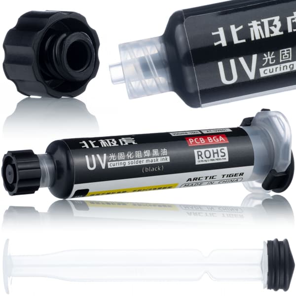 Sort Soldermaske 10Ml med Sprøjte – UV-Hærdende Beskyttelse | Isolerende | til PCB-Reparation