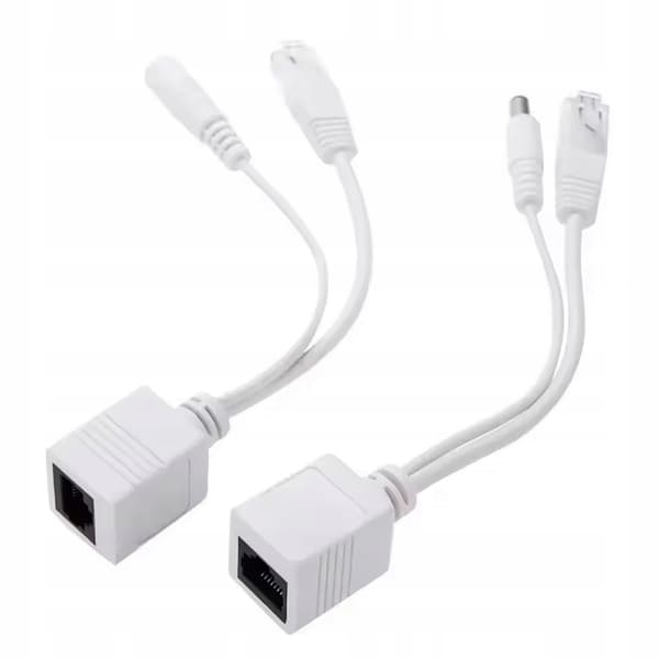PoE Adapter Sæt RJ45 DC 2.1/5.5 – Data og Strøm over Netværkskabel | Plug & Play | Kompatibel med IP-Kamera, Router