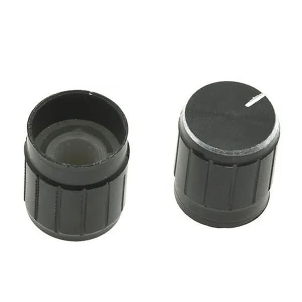 Potentiometerknap 15Mm – Aluminium/ABS | Sort med Sølvmarkør | Universal til Elektronik