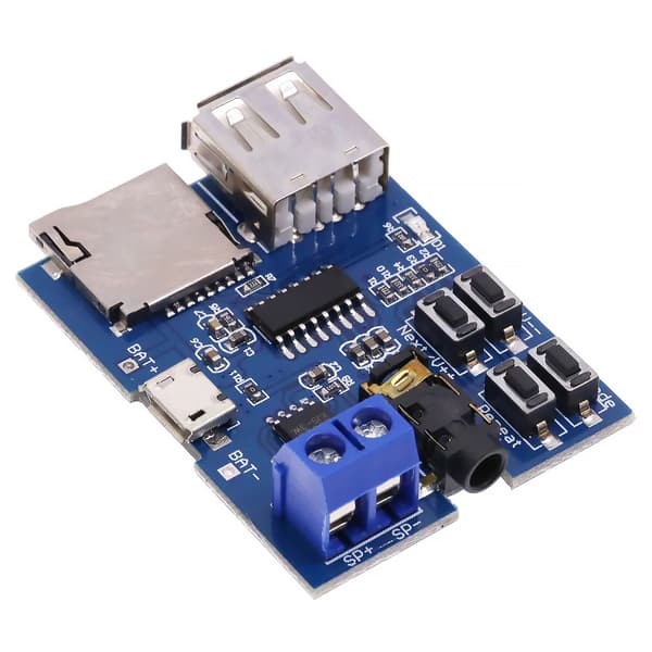 MP3 Afspiller Modul USB Micro SD – Indbygget 2W Mono Forstaerker | 5V/3,7V | Kompakt Design