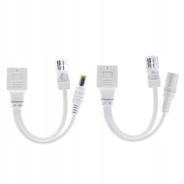 PoE Adapter Sæt RJ45 DC 2.1/5.5 – Data og Strøm over Netværkskabel | Plug & Play | Kompatibel med IP-Kamera, Router