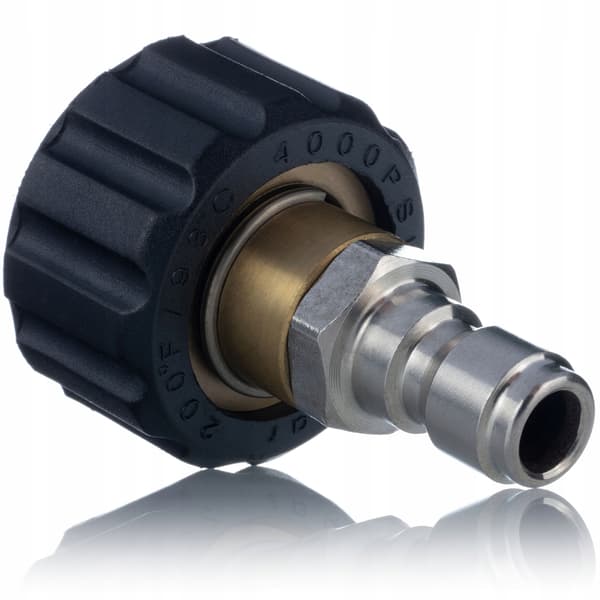 PowerLink Drejeadapter M22X1.5 til 3/8 Lynkobling – Rustfrit Stal og Messing | 4000 PSI | til Hogtryksrenser