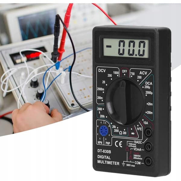 Digitaalinen Yleismittari DT-830B – LCD-Naytto | AC/DC Jannite, Virta, Vastus | Testaa Diodit, Transistorit