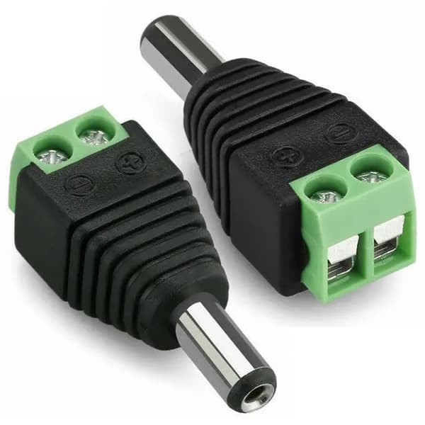 CCTV DC-Plugg 5,5Mm/2,1Mm Hann – Skrutilkobling | 2A 30V DC | for Overvakingssystemer