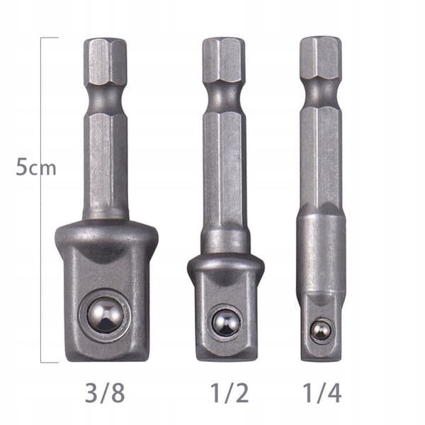 Rosfix Adapter Sæt til Toppe 50 Mm – 3 Dele | 1/2 3/8 1/4 | Rustfrit Stål