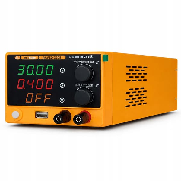 Rosfix VoltEdge RAVED-3205 Laboratorieforsyning – 0-32V 0-5A | USB QC 18W | Digitalt Display | CV/CC