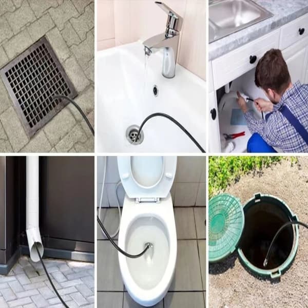 HydroClean MultiConnect 15M Rörspolningsslang – 2 Munstycken | 3 Kopplingar | 155Bar | Kompatibel med Karcher, Nilfisk