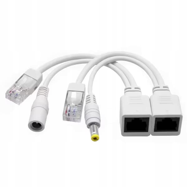PoE Adapter Sæt RJ45 DC 2.1/5.5 – Data og Strøm over Netværkskabel | Plug & Play | Kompatibel med IP-Kamera, Router
